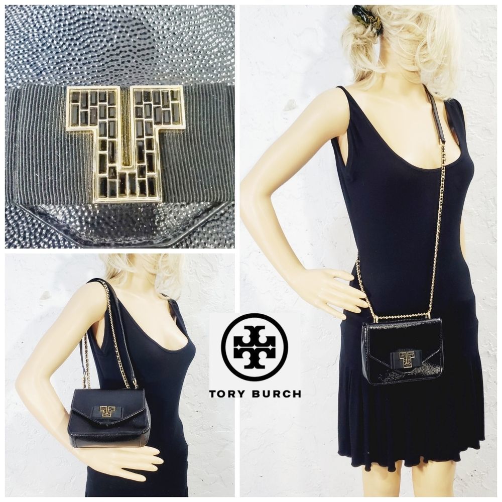 Tory Burch T-Deco mini crossbody leather  bag black